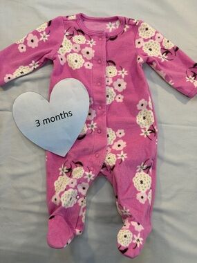 Carter's - Pink Floral Fleece Footed Onesie Sleeper